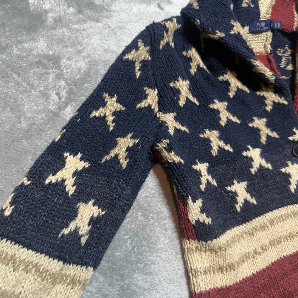 Polo Ralph Lauren American Flag Cardigan Sweater Womens Small Shawl Collar Knit - Picture 4 of 11